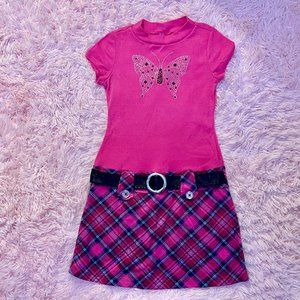 Pinky Girls' "Butterfly" Pink Plaid Dress